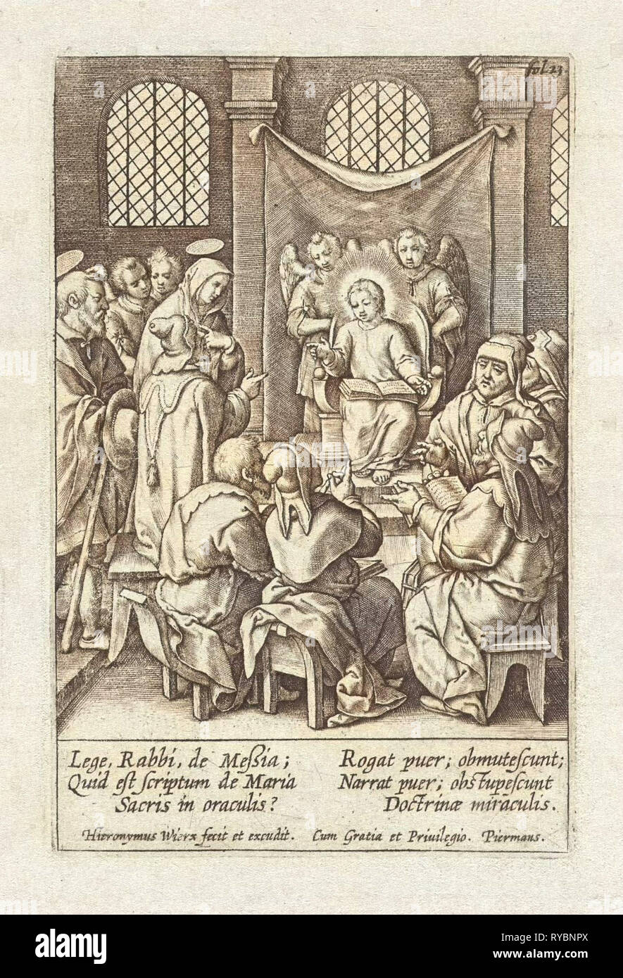 Christus als eine zwölfjährige im Tempel drucken Hersteller: Hieronymus Wierix, 1563 - vor 1619 Stockfoto