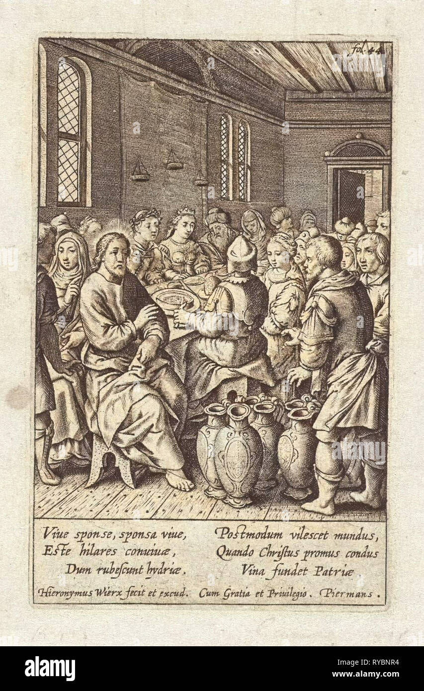 Hochzeit zu Kana, Hieronymus Wierix, 1563 - vor 1619 Stockfoto
