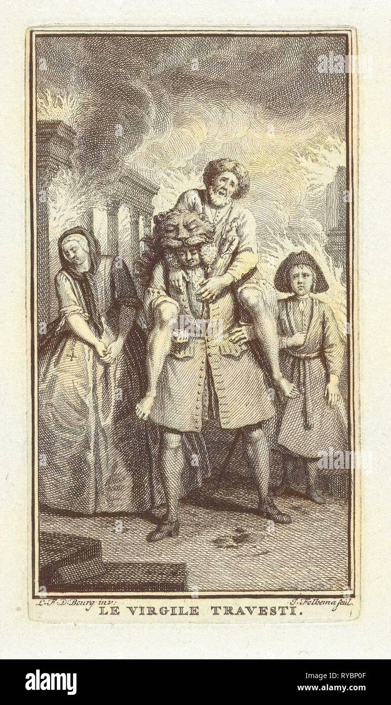 Aeneas rettet seinen Vater aus der Verbrennung von Troy, Jacob Folkema, 1703-1767 Stockfoto