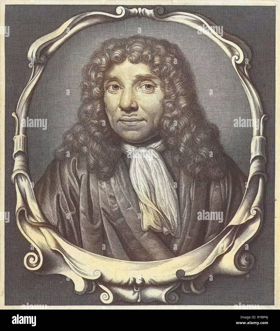 Porträt von Anton van Leeuwenhoek, Abraham de Blois, Jan Verkolje (I), 1679-1717 Stockfoto