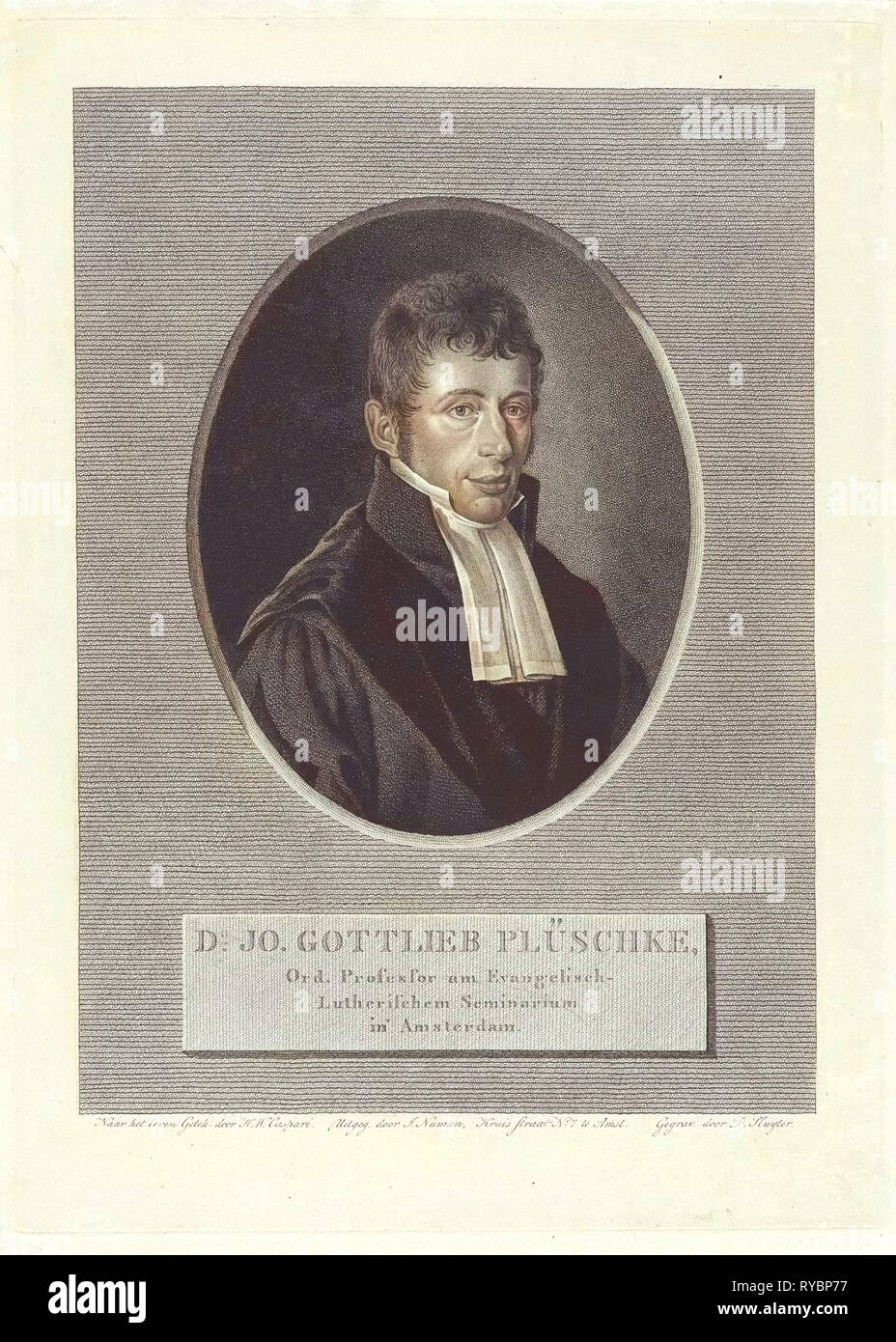 Porträt von Johann Gottlieb Plüschke, Dirk Sluyter, Jan F. Numan, 1812-1825 Stockfoto