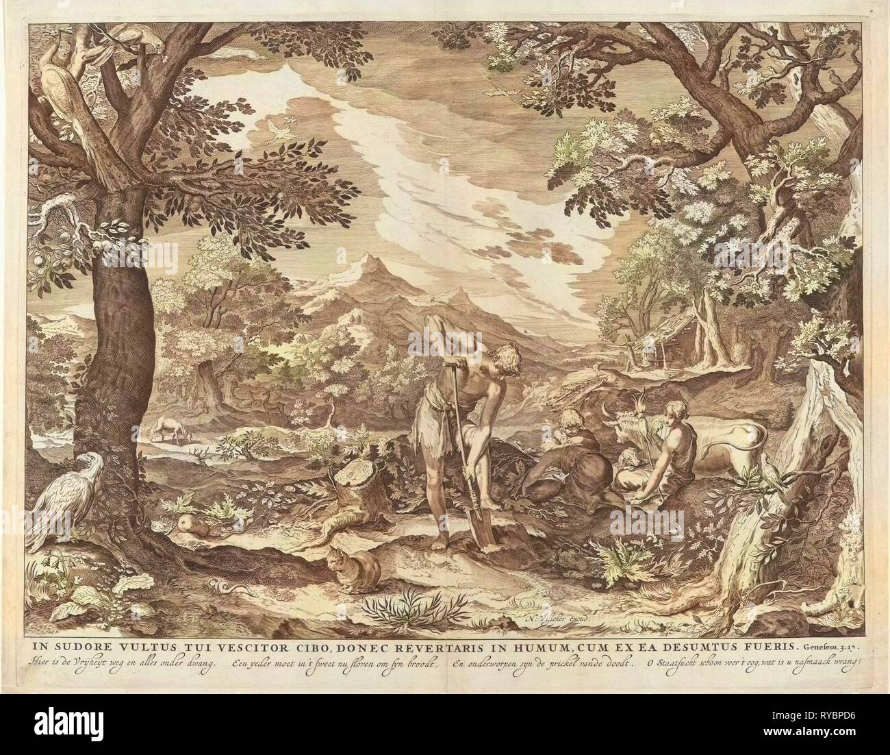 Adam und Eva aus dem Garten, print-Hersteller arbeiten: Anonym, Jan Saenredam, Abraham Bloemaert, 1652-1702 Stockfoto