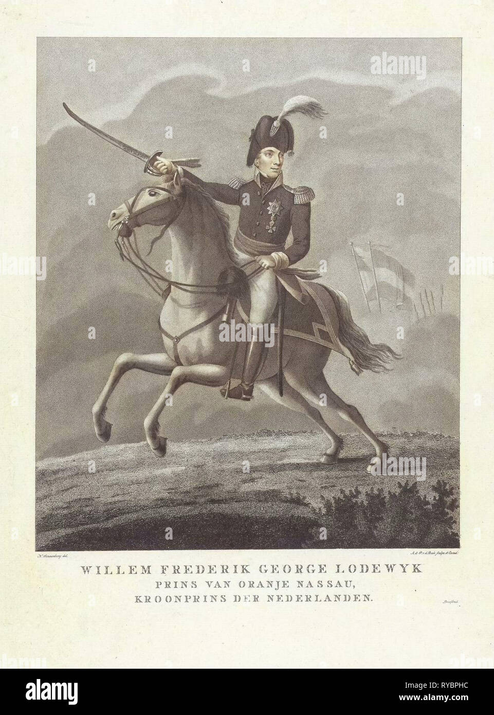 Porträt von König William II auf dem Pferderücken, Antonie und Pieter van der Beek, 1795-1821 Stockfoto