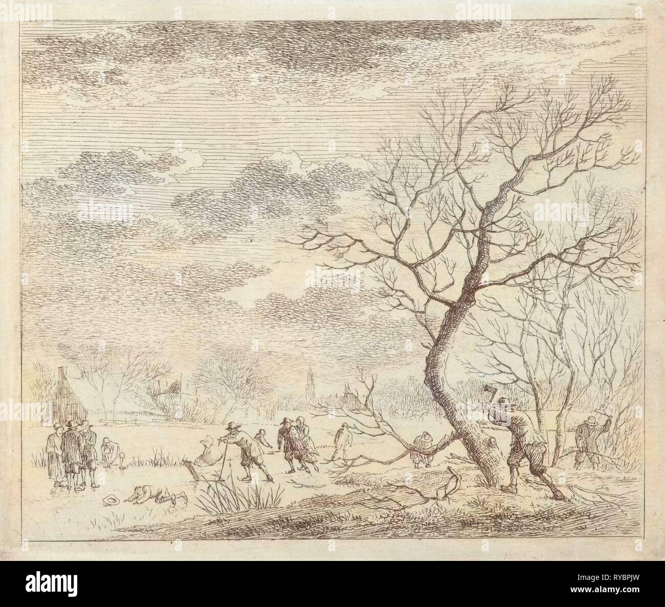 Winterlandschaft mit Skatern, Johannes Janson, 1783 Stockfoto