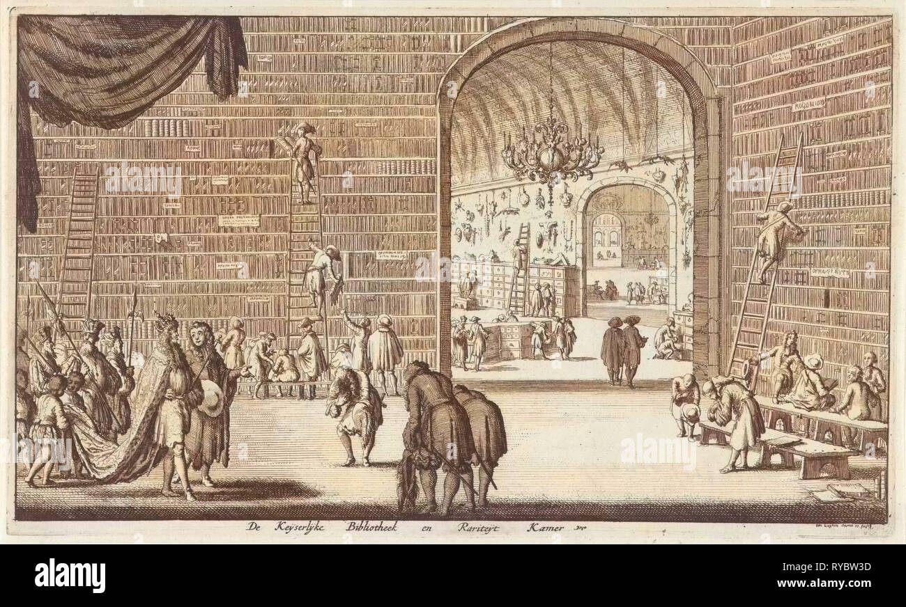Hofbibliothek und Kuriositäten, print Maker: Jan Luyken, Jan Claesz Ten Hoorn, 1682 Stockfoto