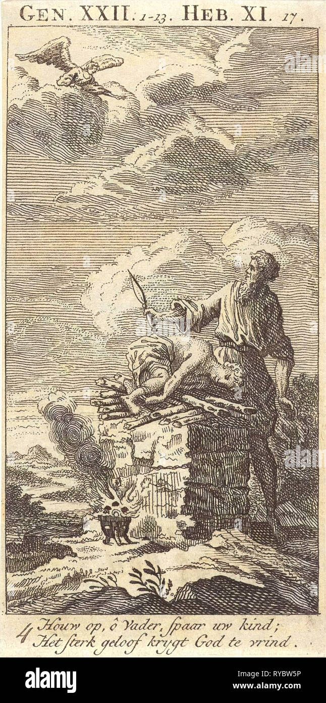 Opfer des Abraham, Jan Luyken, 1712 Stockfoto
