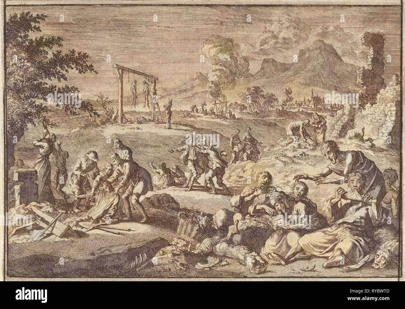 Hungersnot in Deutschland, 1637, Johann David Zunnern, 1701 Stockfoto