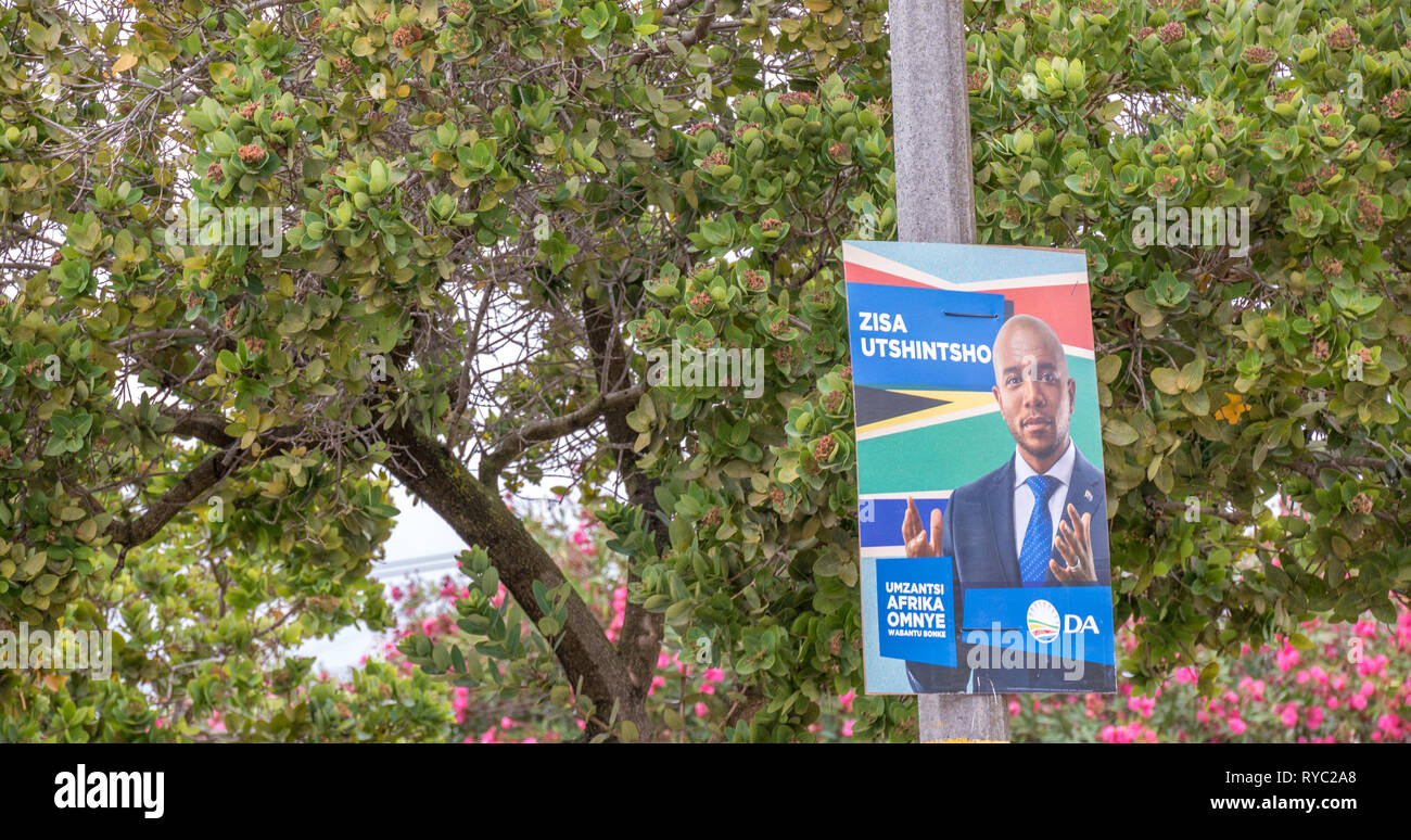 Kapstadt, Südafrika - nationale Wahlen 2019 Poster auf die Lampe alle Beiträge über die Stadt Bild mit Kopie Raum im Querformat dargestellt Stockfoto