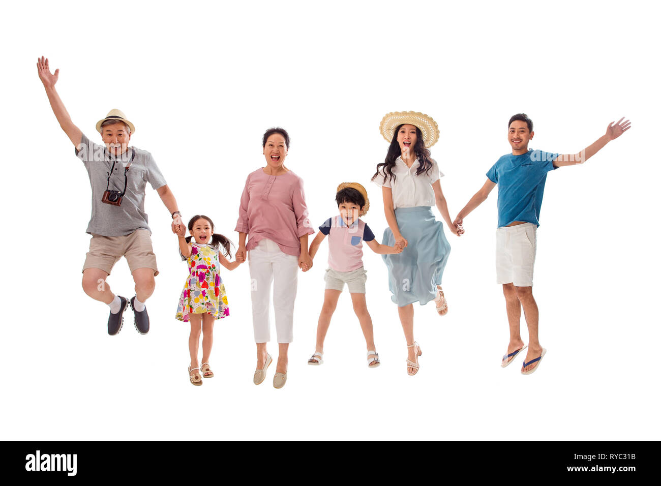 Die drei Generationen der Familie Reise des Glücks Stockfoto