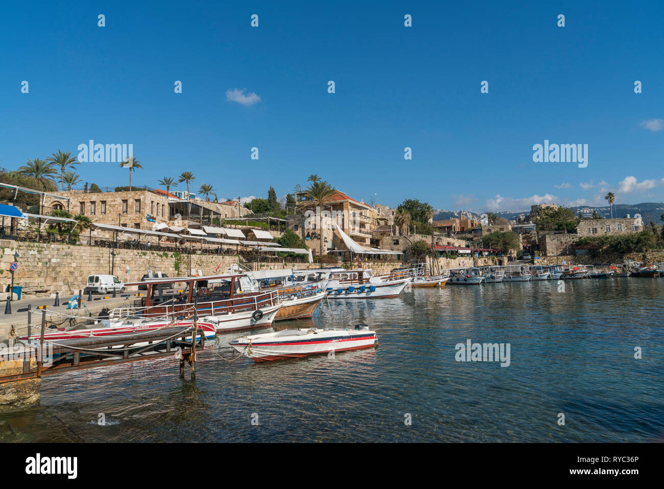 Fischerboote Byblos, Libanon Naher Osten Stockfoto