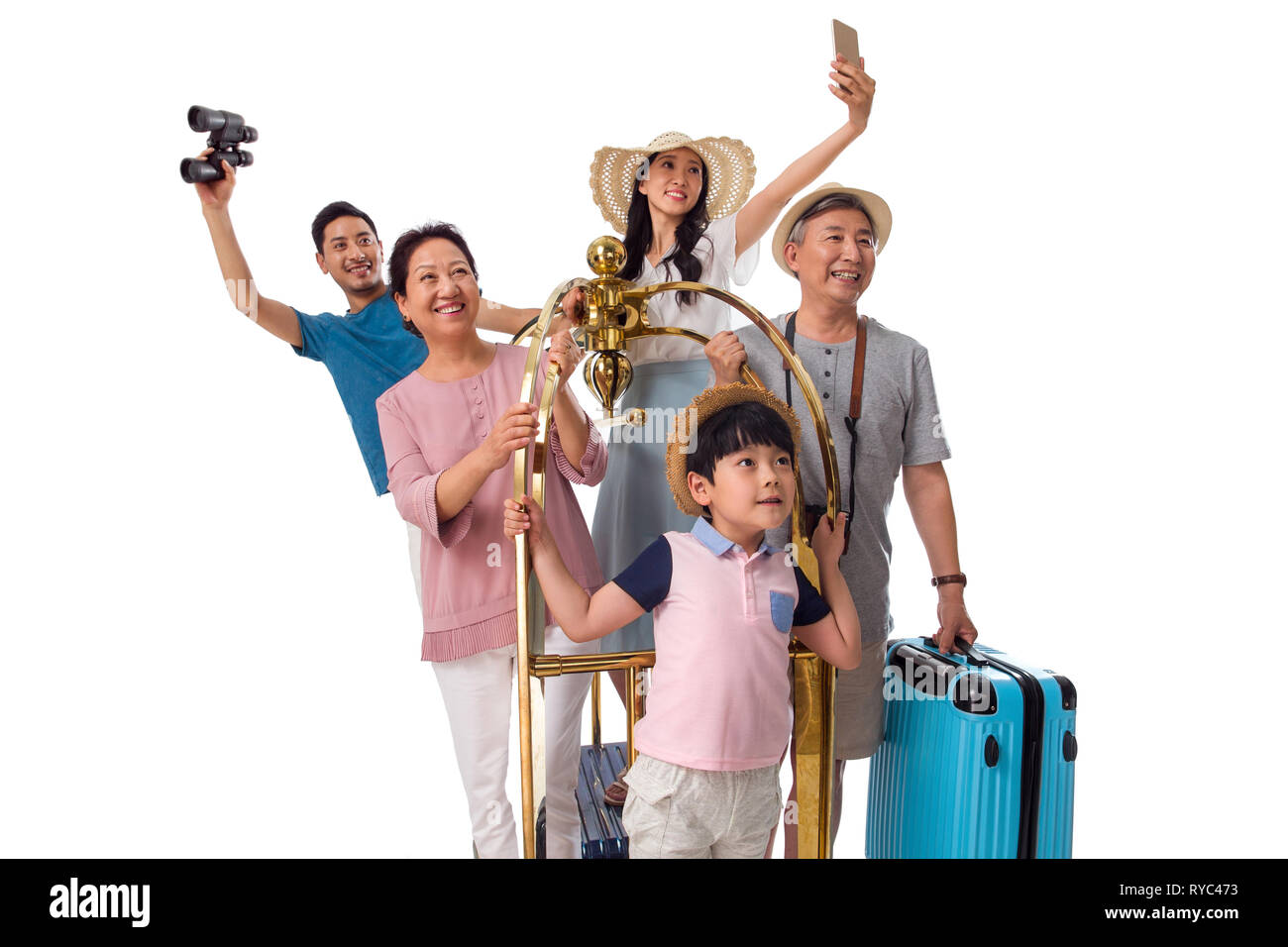 Die drei Generationen der Familie Reise des Glücks Stockfoto