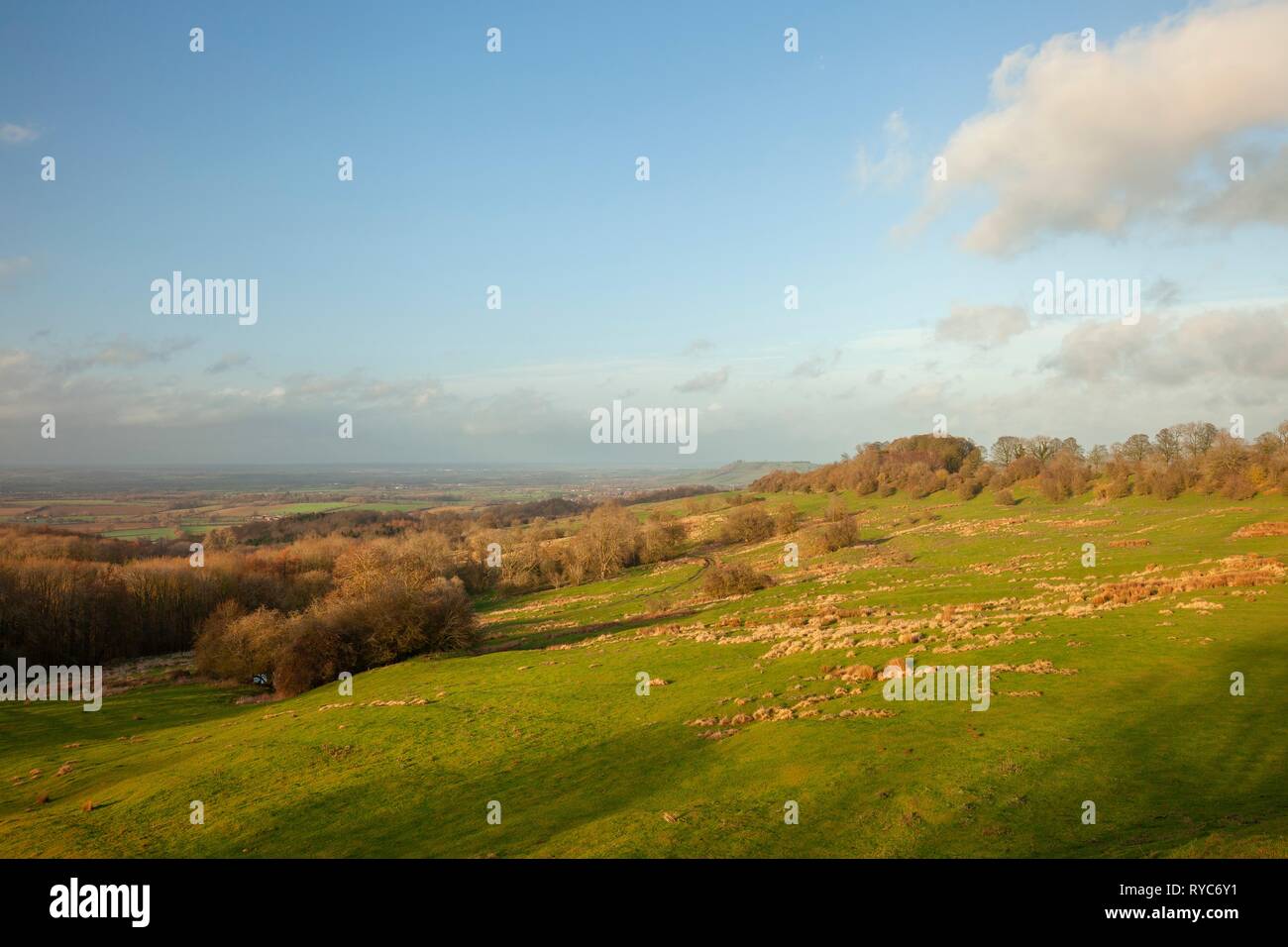 Aussicht von der Dover Hill in der Nähe von Chipping Campden, Cotswolds, Gloucestershire, England Stockfoto