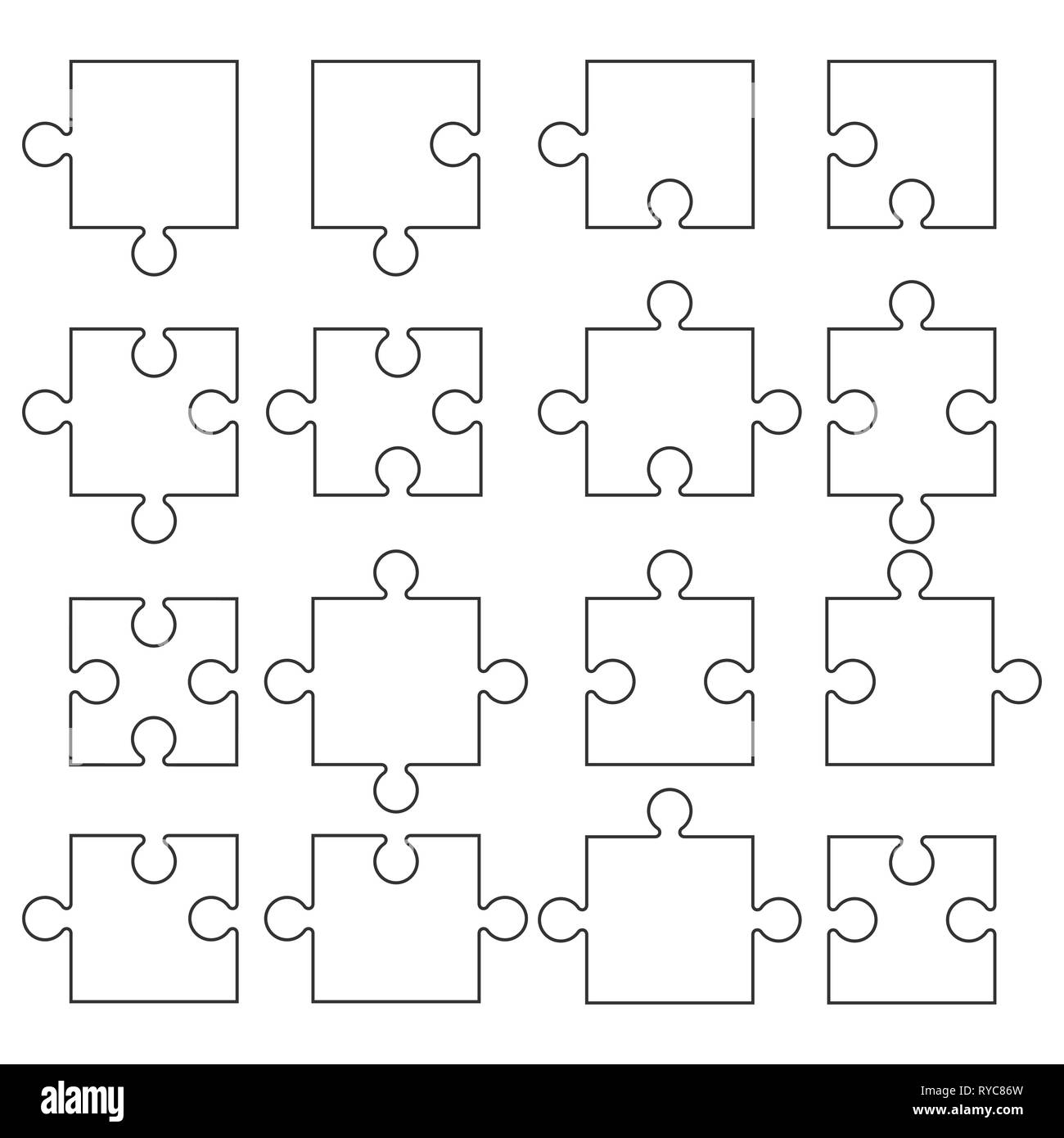 Vector Illustration, flache Bauform. Puzzleteile puzzle Symbol Stock Vektor