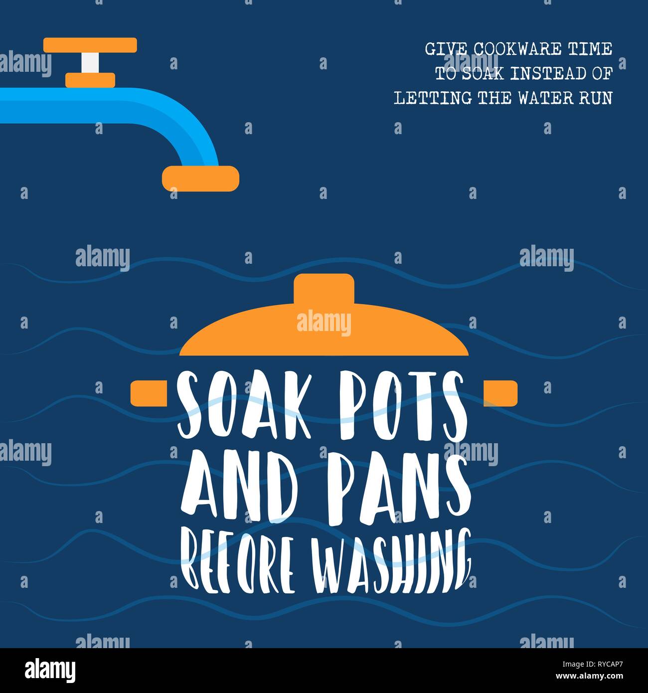 Weltwassertag Abbildung mit nachhaltigen umweltfreundlichen Lebensstil Informationen, Küche tools genießen Sie vor dem Waschen. Stock Vektor