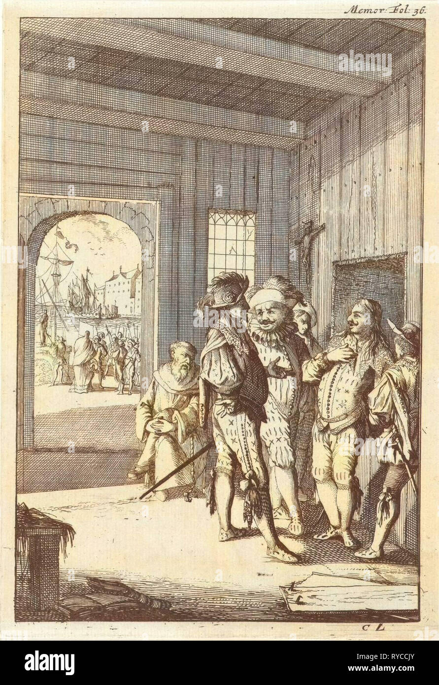 Don Ferdinando de Valenzuela ist 1696 in seinem Versteck, Caspar Luyken, Willem Broedelet, entdeckt. Stockfoto