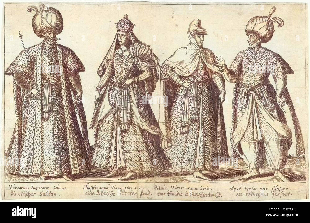 Kleid des osmanischen Hofes um 1580, Abraham de Bruyn, Joos de Bosscher, 1581 Stockfoto