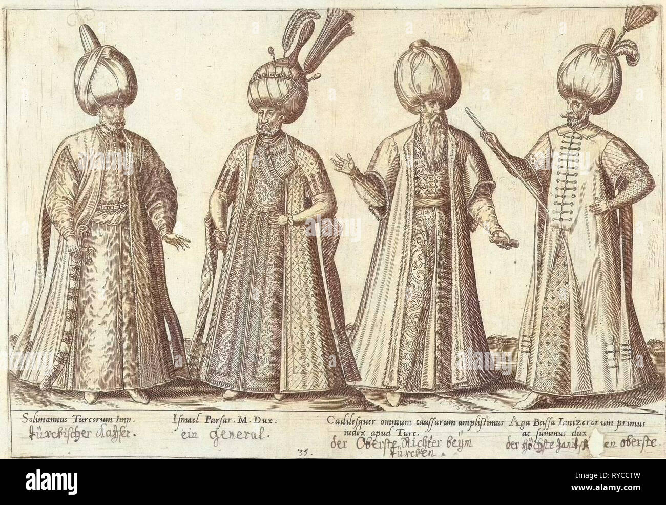 Kleid der osmanischen Würdenträger um 1580, Abraham de Bruyn, Joos de Bosscher, 1581 Stockfoto