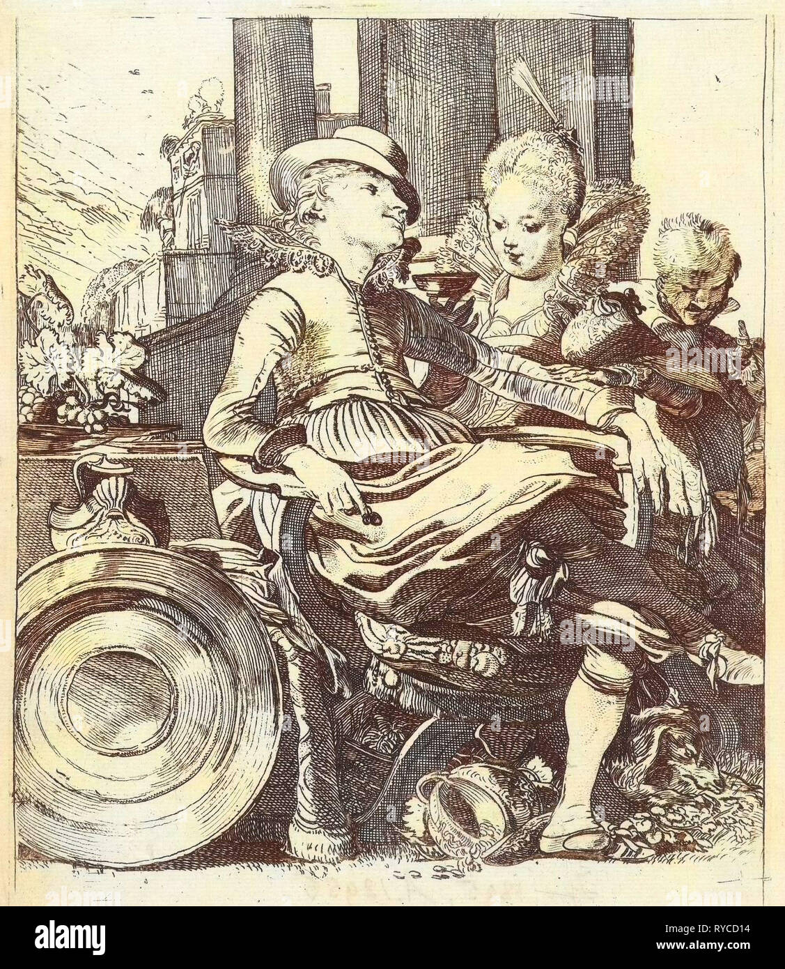 Lucella und Ascagnes als Liebespaar, Willem Pietersz. Buytewech, 1616 Stockfoto