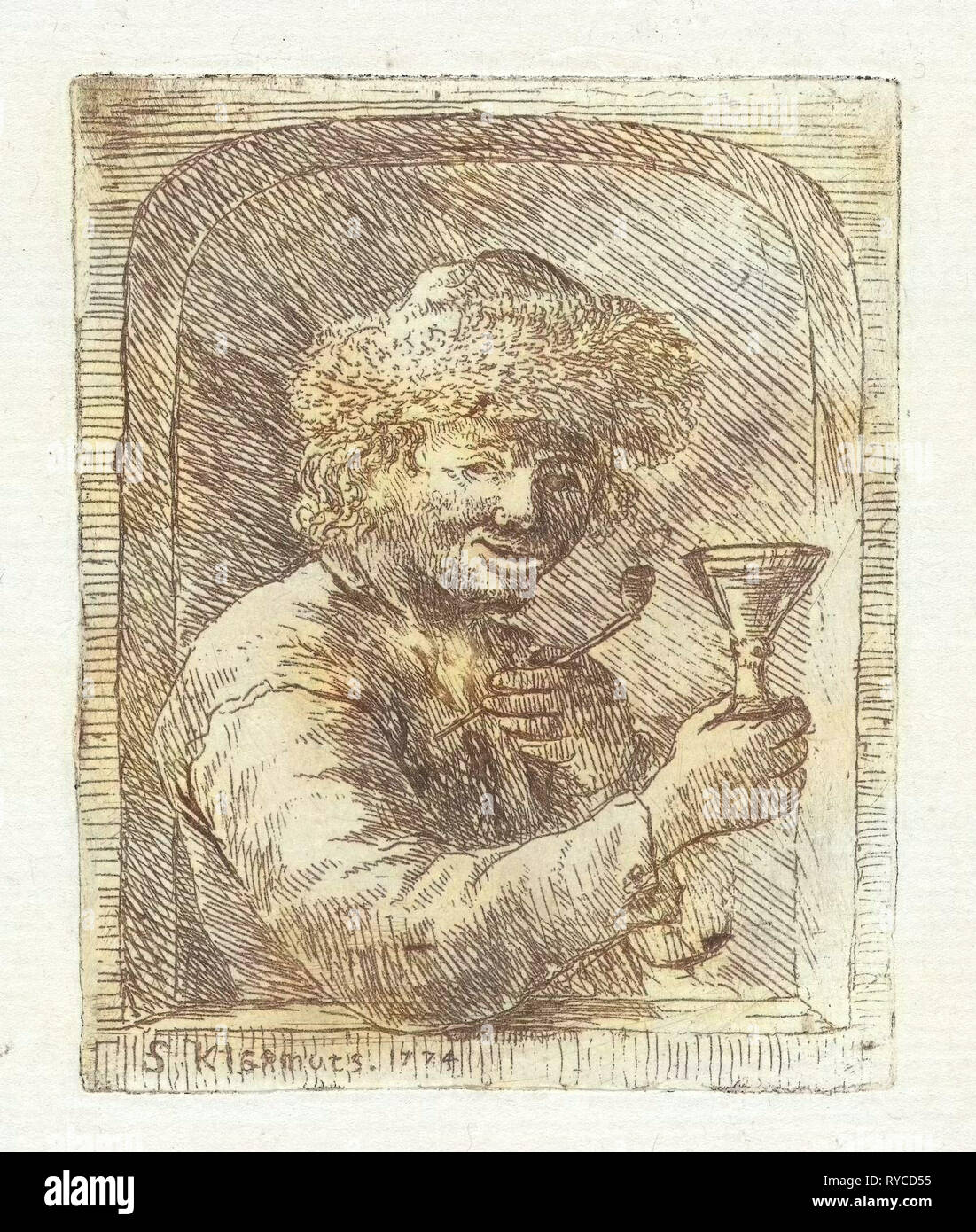 Pfeife rauchen Trinker, Simon Klapmuts, 1774 Stockfoto