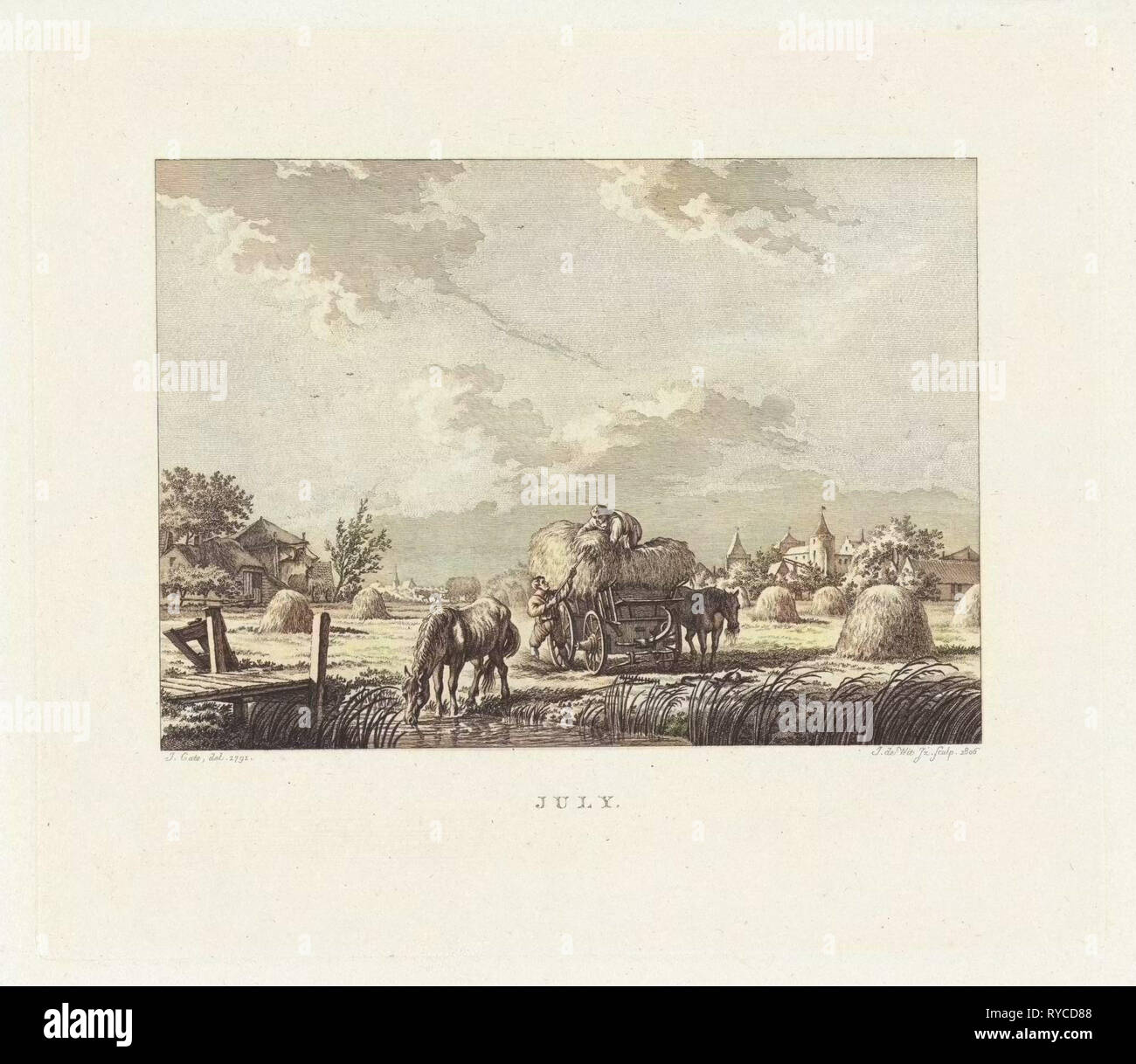 Zwei Bauern Heuernte, Izaak Jansz. de Wit, 1805 Stockfoto