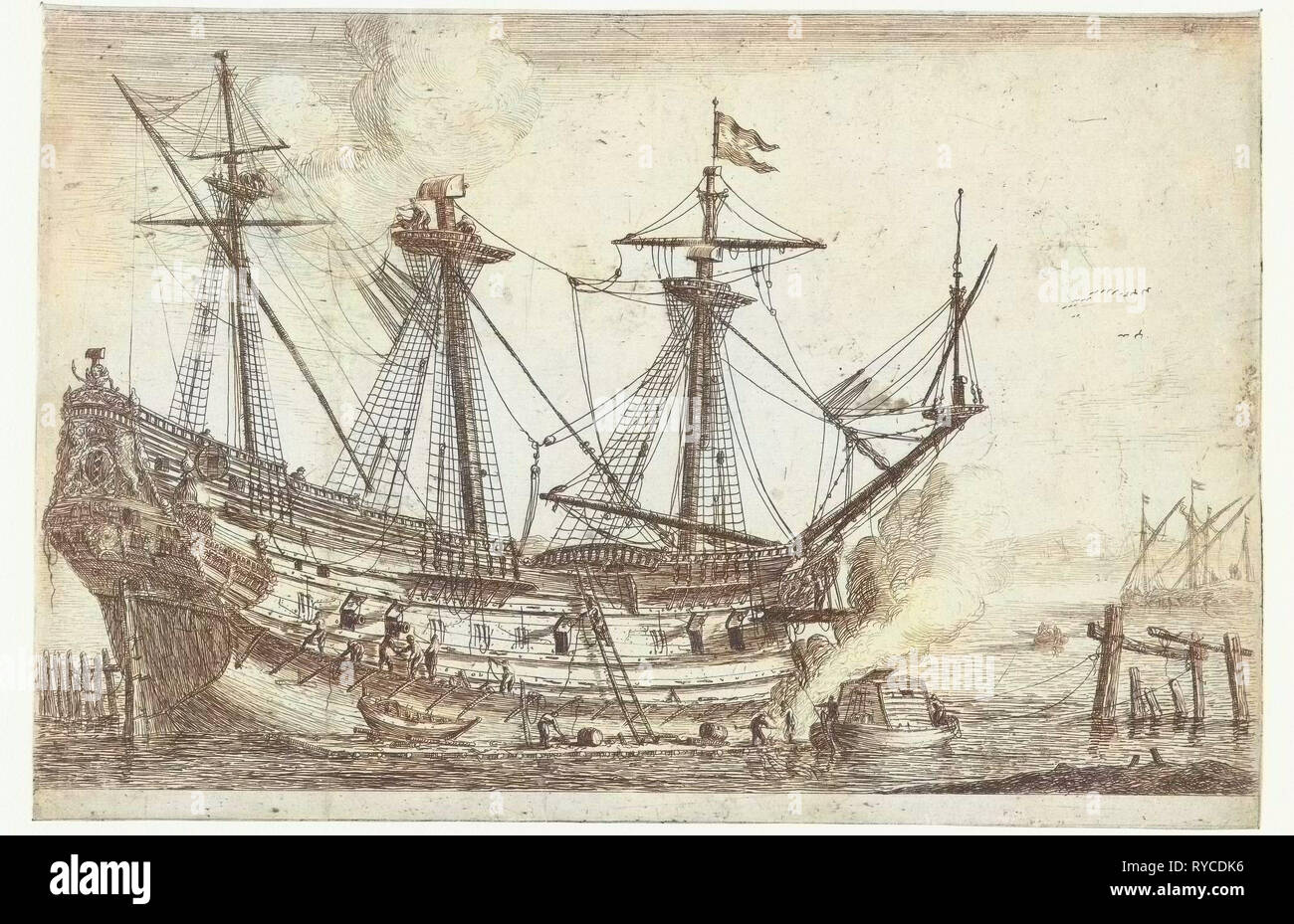 Reparatur eine großes Segelschiff, Reinier Nooms 1656-1659 Stockfoto
