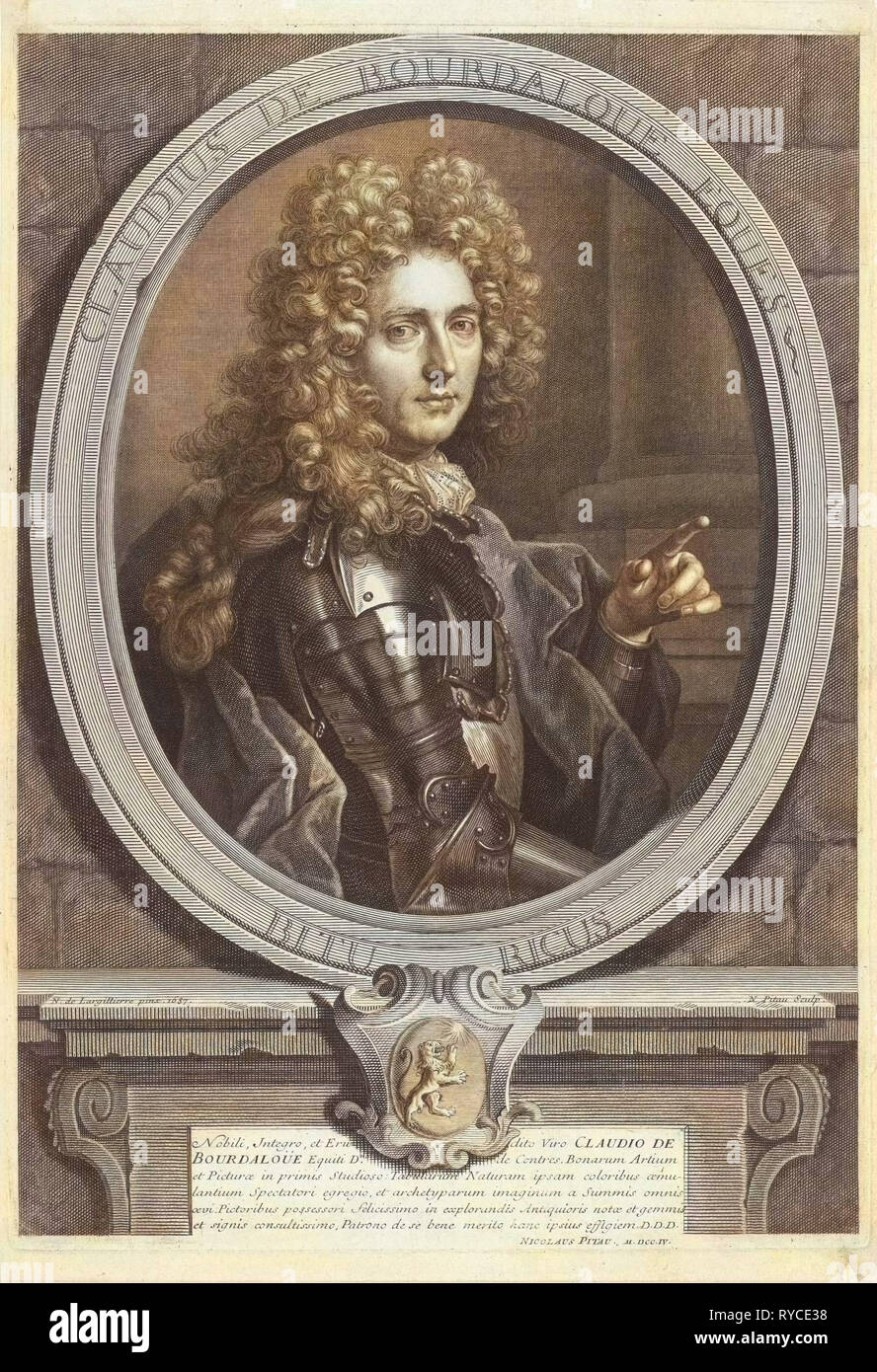 Porträt von Claude de Bourdaloue, möglicherweise Nicolas Pitau (I), 1644-1724 Stockfoto