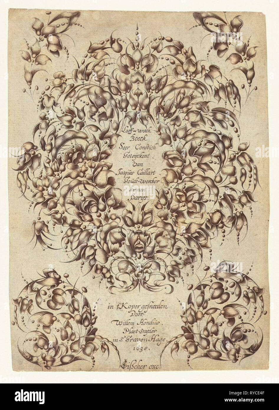 Titel-Journal: Looff-Werck Boeck Seher Constich Geteijckent, Willem Hondius, Claes Jansz. Visscher (II), 1638 Stockfoto