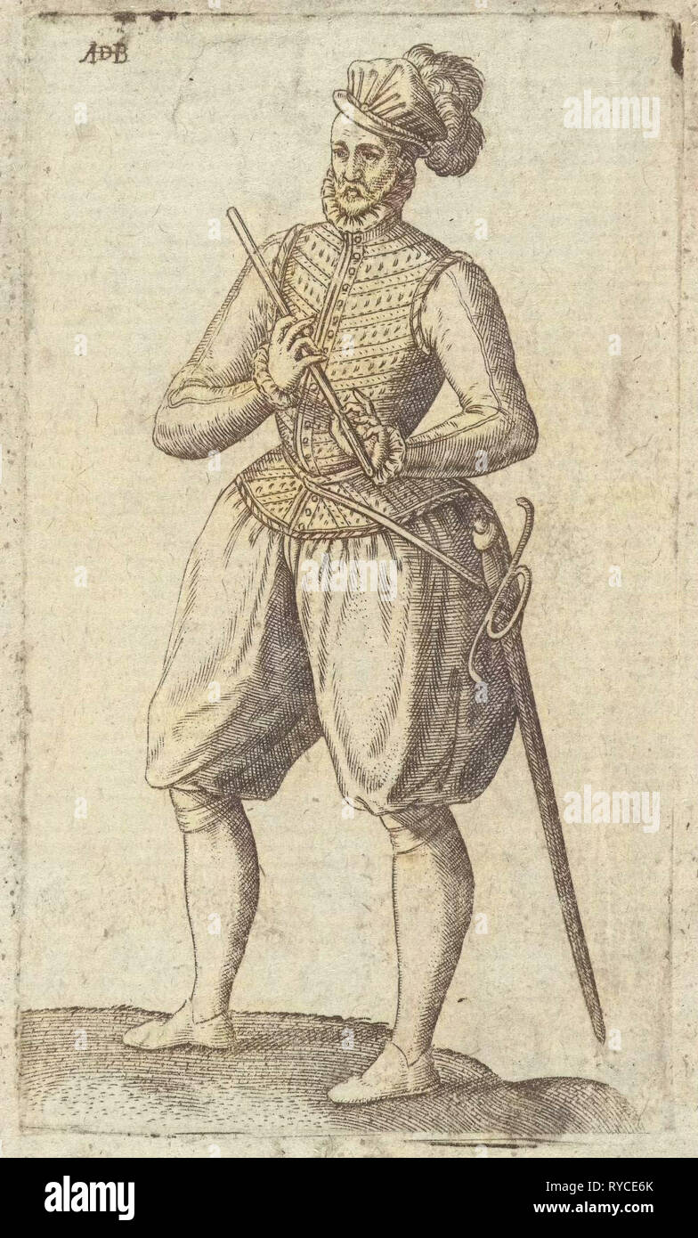 Ein Soldat Flötist, Abraham de Bruyn, 1550-1587 Stockfoto