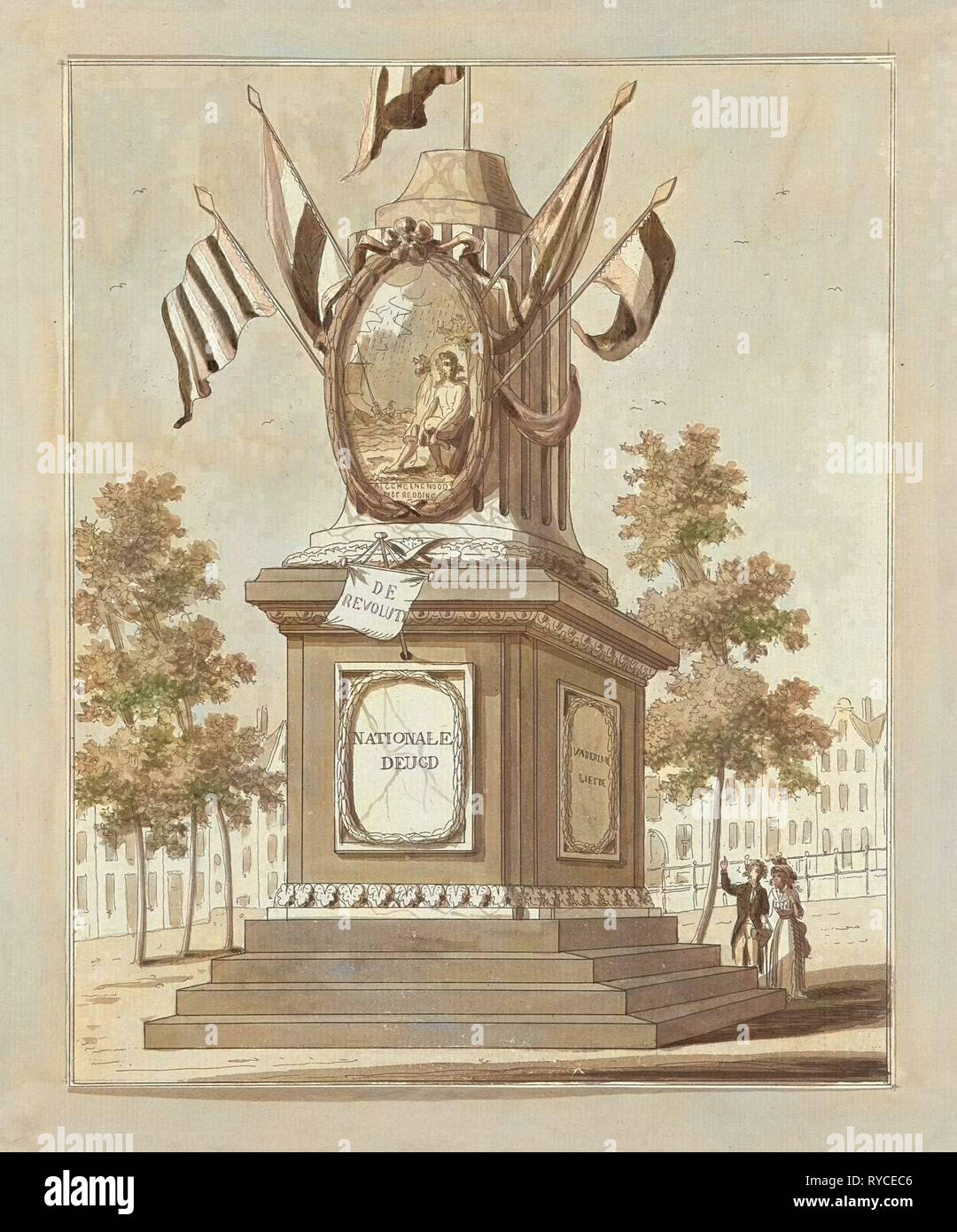 Revolution, Dekorationen am Place Royale, 1795, A. Verkerk, Johannes Roelof Poster, 1795 Stockfoto