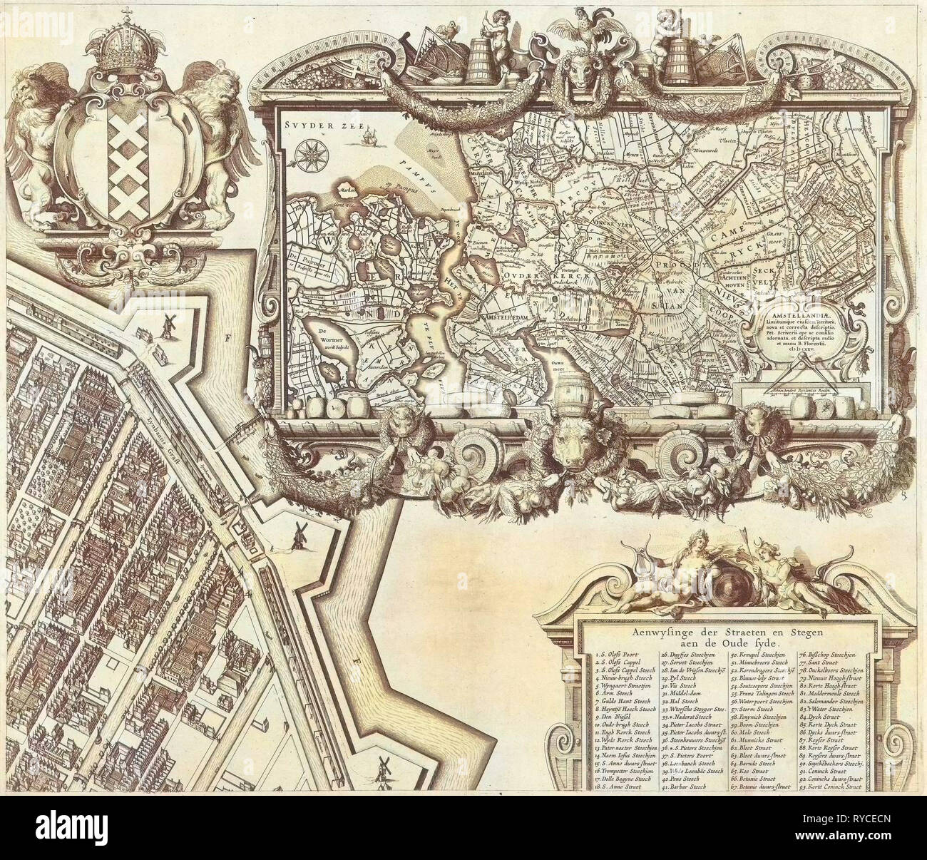 Karte von Amsterdam (Blatt rechts), 1625, den Niederlanden, Balthasar Florisz. Van Berckenrode, 1625 Stockfoto