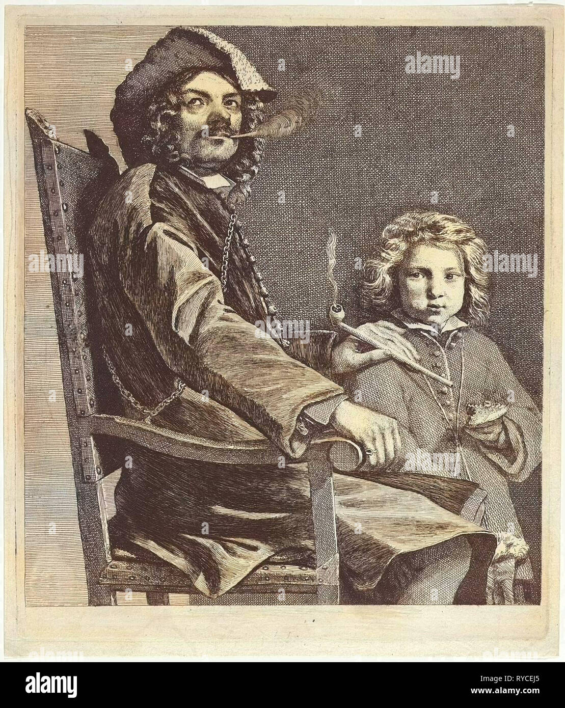 Pfeife rauchen Mann auf Stuhl, Michael Sweerts, 1643-1661 Stockfoto