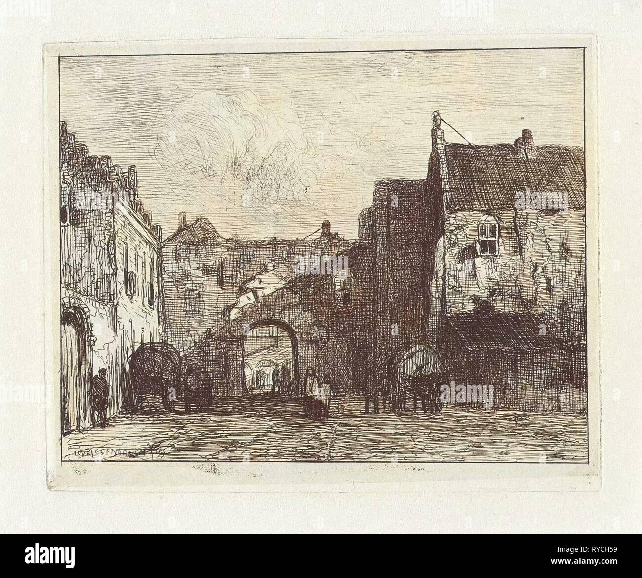 Blick auf den Innenhof, Jan Weissenbruch, 1849 Stockfoto