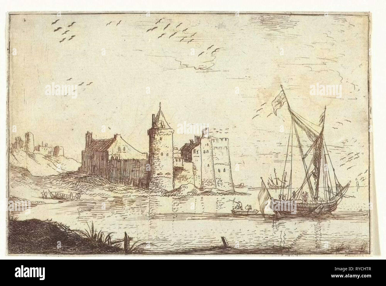 Burg in der Nähe der Küste, Bonaventura Peeters (I), 1624-1652 Stockfoto