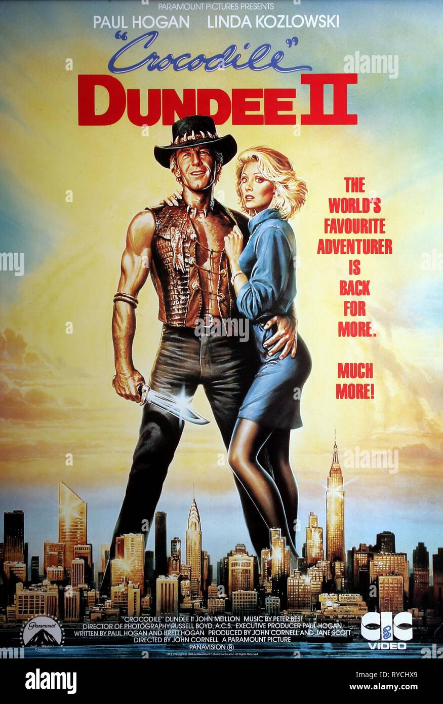 PAUL HOGAN, LINDA KOZLOWSKI, Plakat, CROCODILE DUNDEE II, 1988 Stockfoto