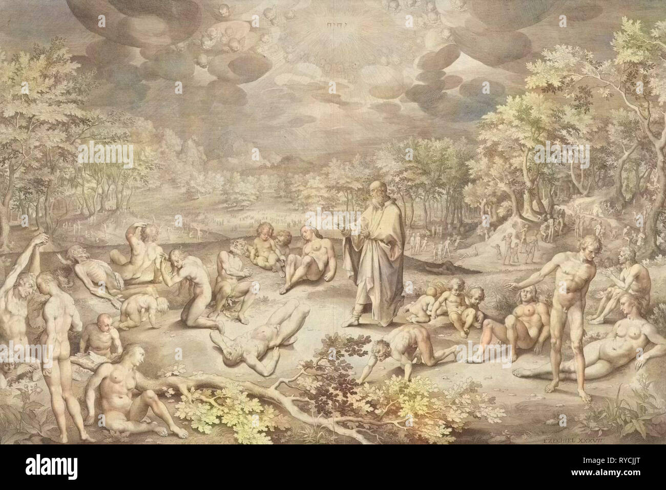 Vision des Ezechiel über das Tal der Knochen, Nicolaes de Bruyn, 1606 Stockfoto