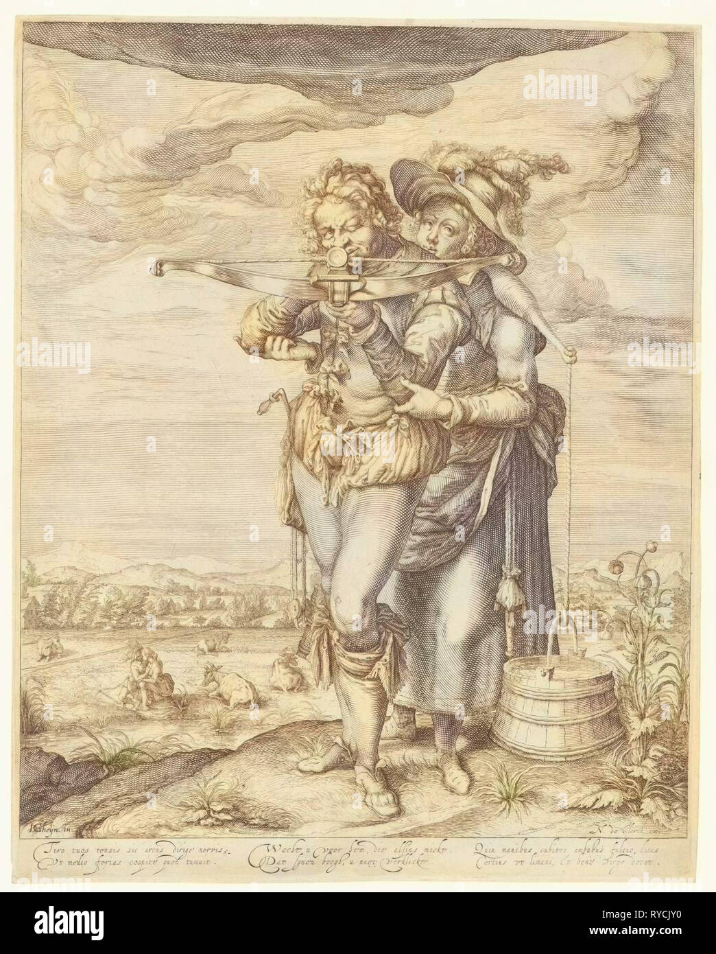 Archer und Milchmädchen, Nicolaes de Clerck, 1608-1612 Stockfoto