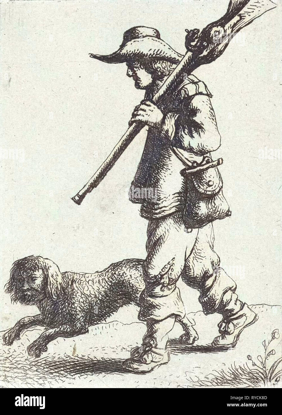 Jäger mit Hund, Jan Gillisz. Van Vliet, 1635 Stockfoto