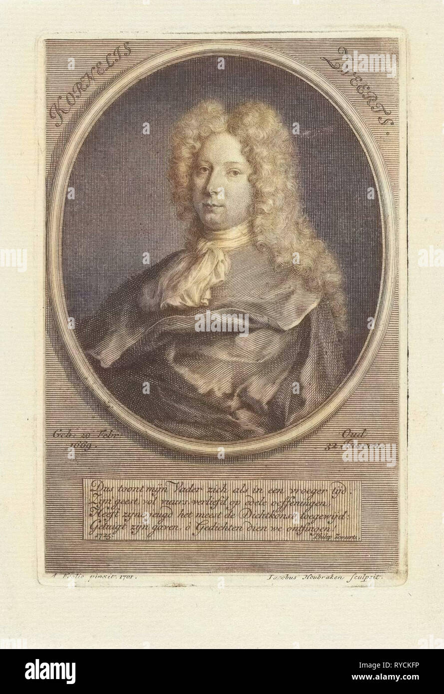 Porträt von Cornelis Sweerts, Jakob Houbraken, Philip Zweerts, 1725 Stockfoto