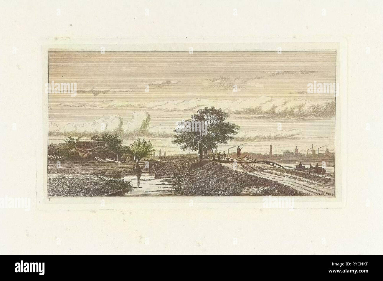 Landschaft mit Schleusen, Jan van Lokhorst, 1858 Stockfoto