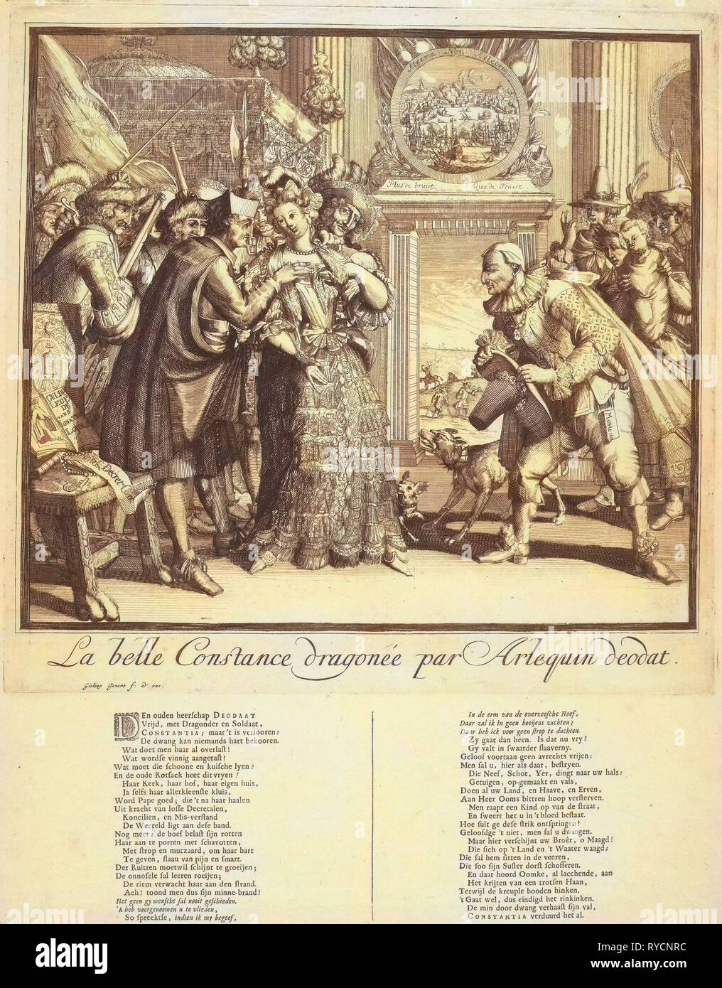 Karikatur von Ludwig XIV. und die Verfolgung der Protestanten in Frankreich, 1689, drucken Teekocher: Gisling, drucken Teekocher: Romeyn de Hooghe, 1688 zurückzuführen Stockfoto
