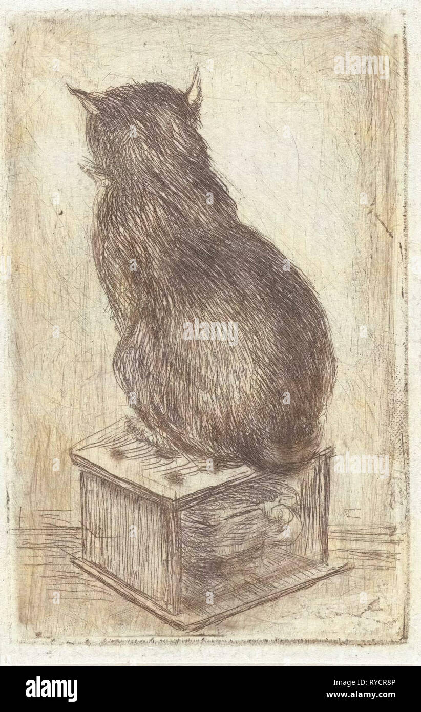 Katze sitzt auf einem Herd, Louis Bernard Coclers, 1756-1817 Stockfoto