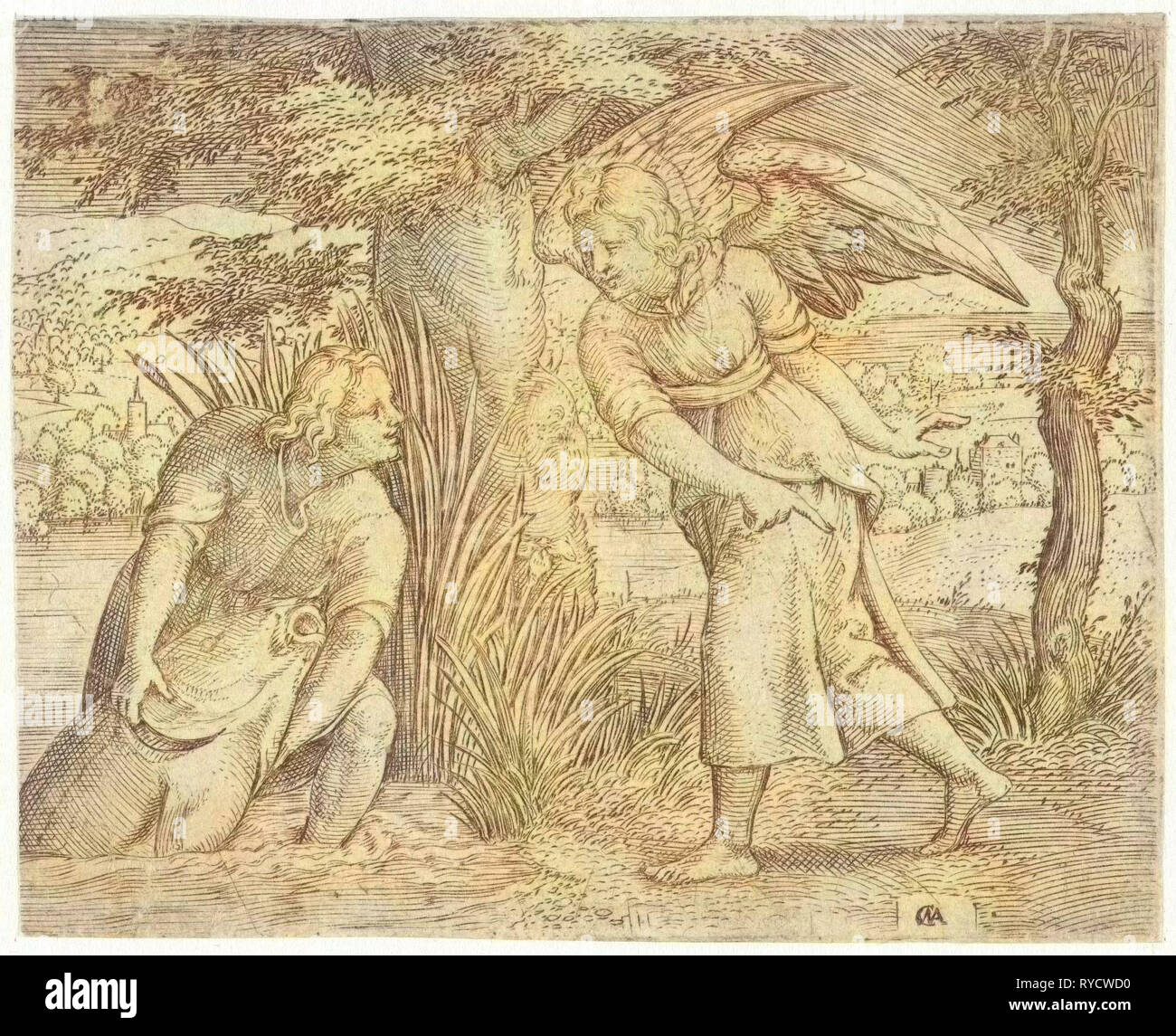 Tobias und den Fisch, print-Hersteller: Cornelis Massijs, 1544-1556 Stockfoto
