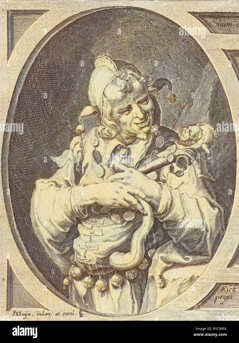 Narr mit fool's Cap auf dem Kopf, Jacob de Gheyn (II), 1596 Stockfoto