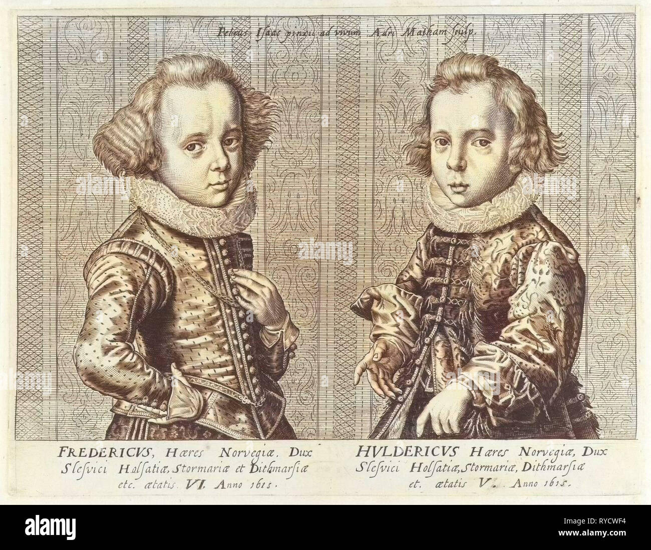 Porträts von Frederick III und Ulrich von Dänemark, print-Hersteller: Adriaen Matham, Pieter Isaacsz., 1615 Stockfoto