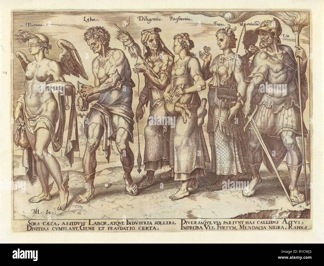 Gute und schlechte Wege um reich, Philips Galle, Hadrianus Junius, 1563 Stockfoto