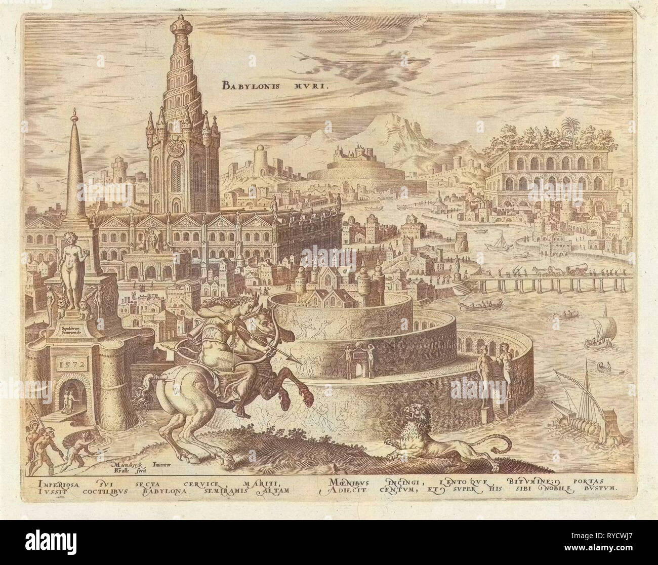 Mauern von Babylon, Philips Galle, Hadrianus Junius, 1572 Stockfoto