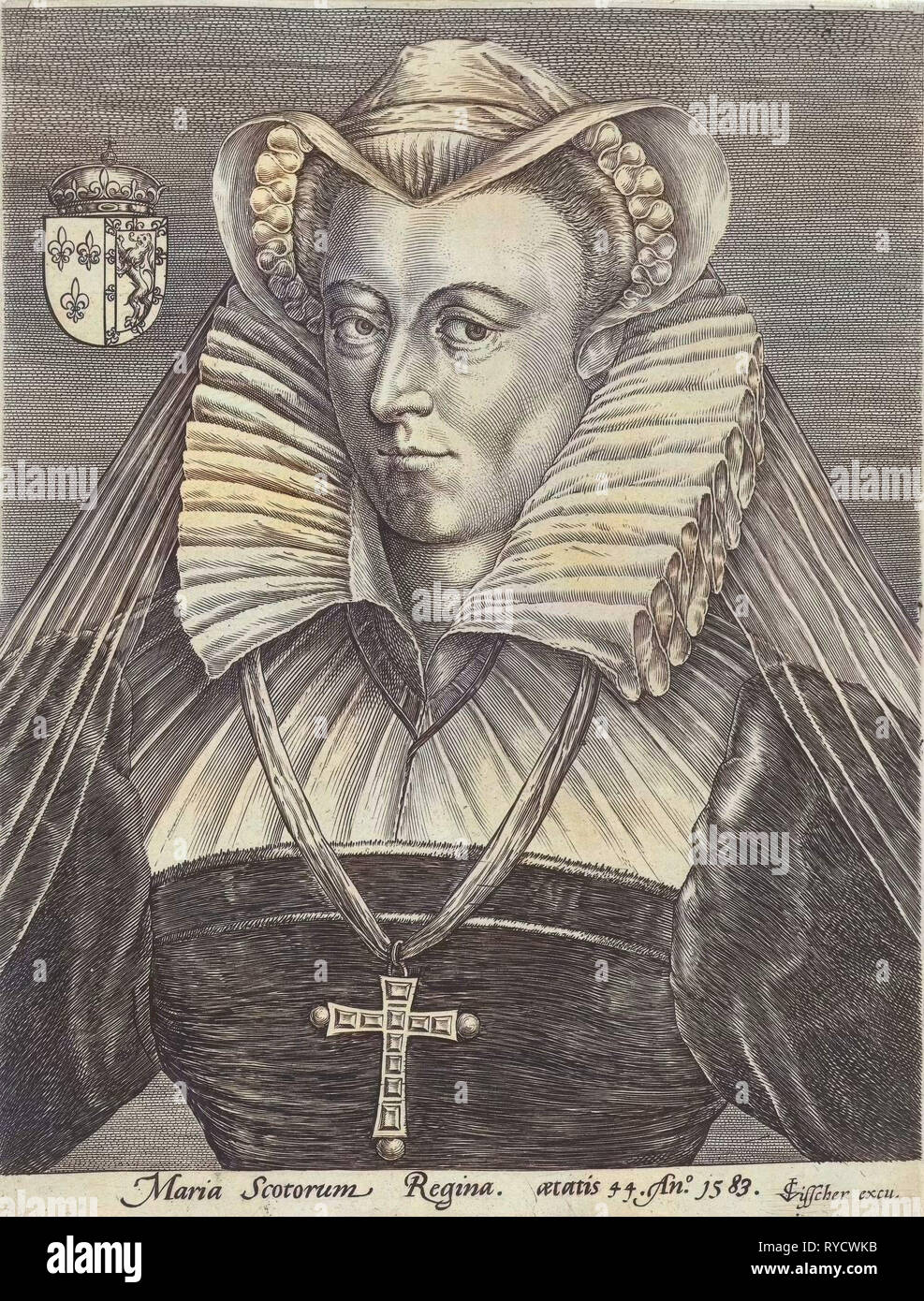 Porträt von Königin Mary ich Stuart von Schottland, Claes Jansz. II. Visscher, 1583 und/oder 1596-1652 Stockfoto