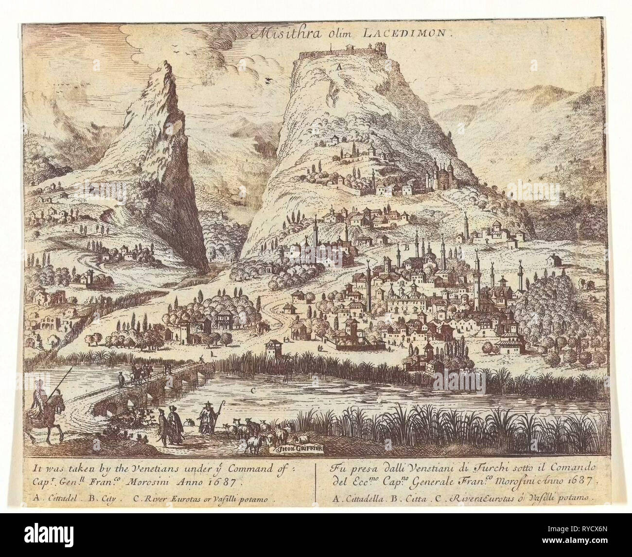 Blick auf Misithra, Jan Griffier (I), oder nach 1687 Stockfoto