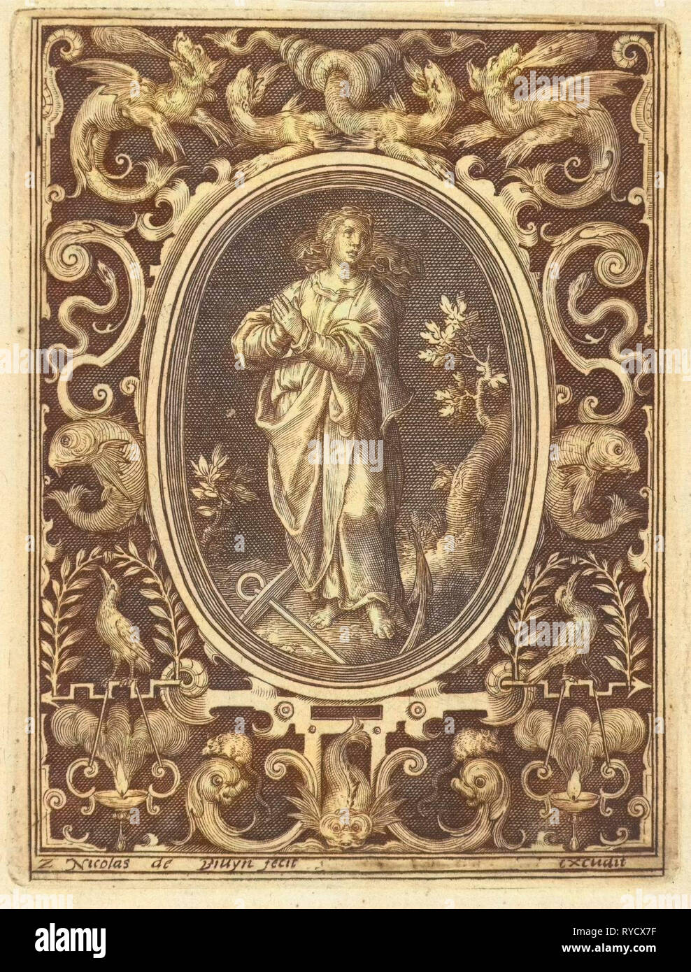 Dekoration mit Spes, Nicolaes de Bruyn, 1581-1656 Stockfoto