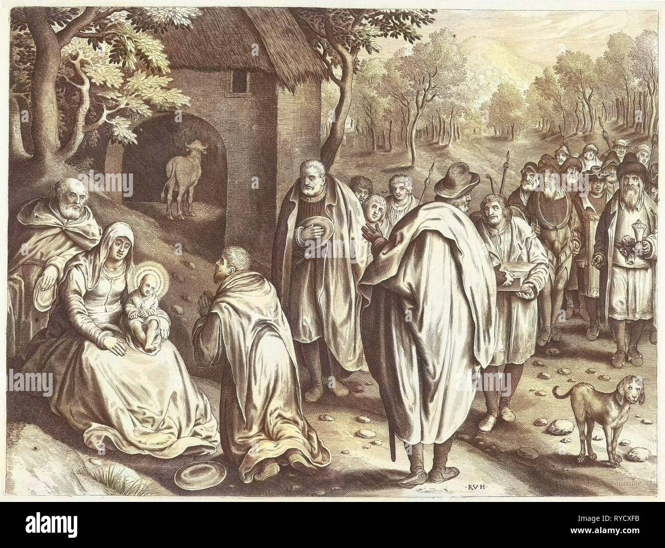 Anbetung der Könige, Nicolaes de Bruyn, 1643 Stockfoto